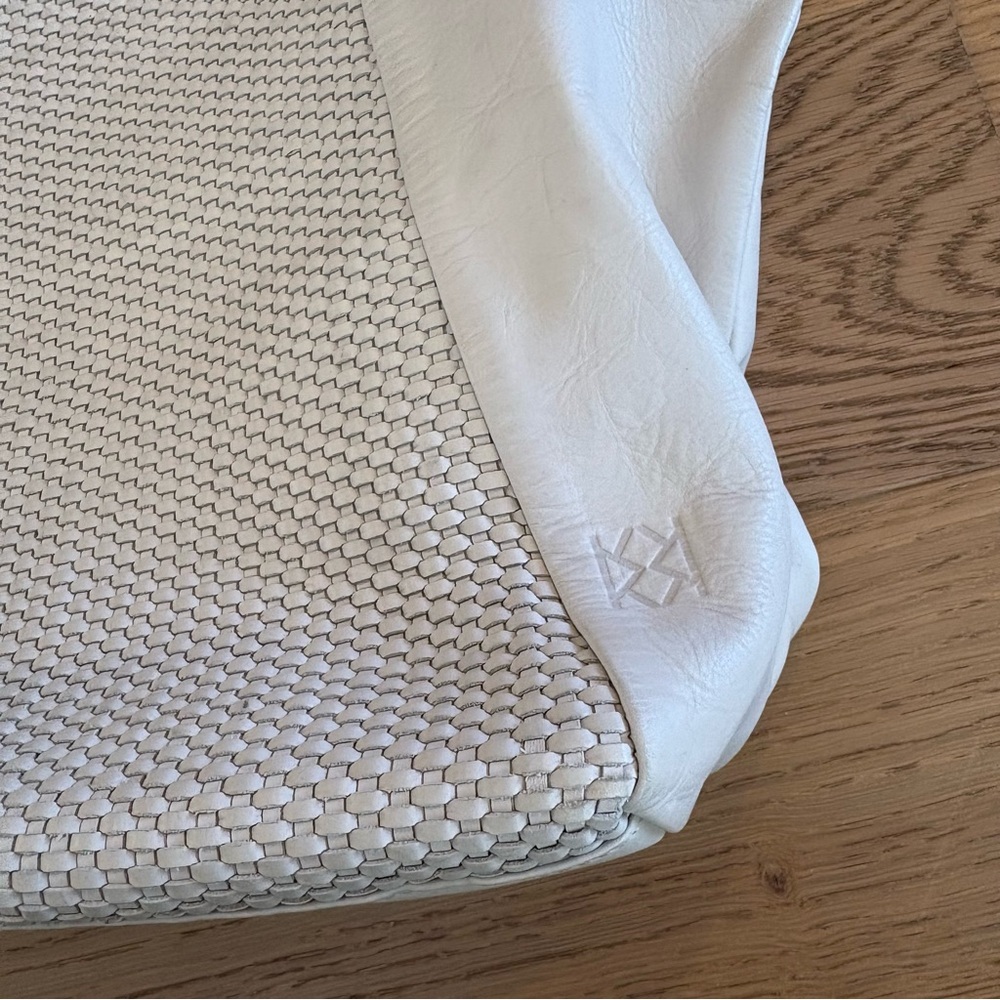 Christopher Kon Woven Leather White Tote Bag - Picture 6 of 15